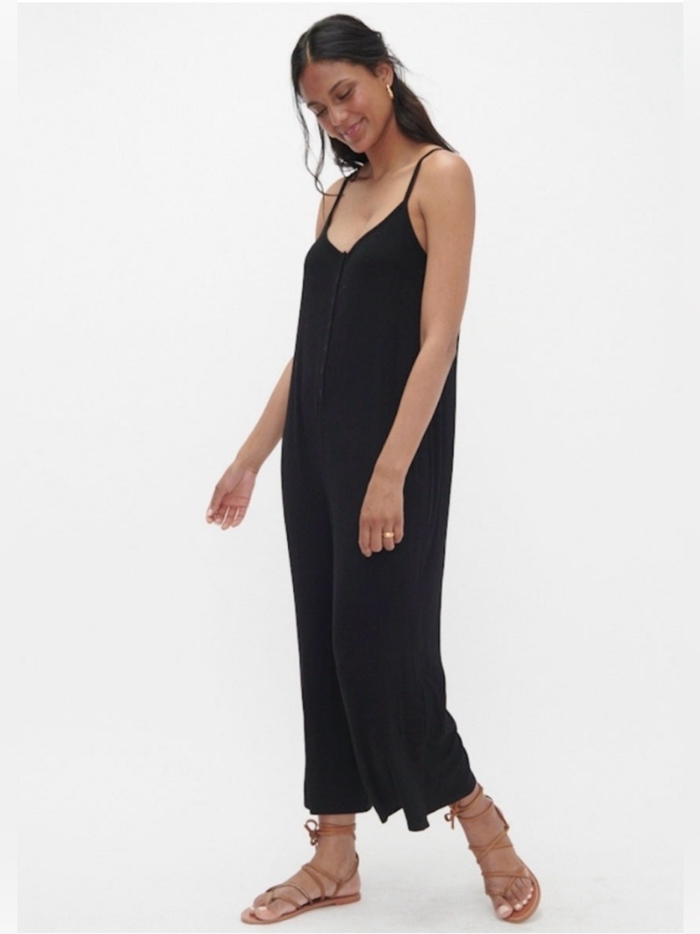 HATCH The Softest Rib Wide Leg Maternity Spaghetti Straps Jumpsuit XS/S